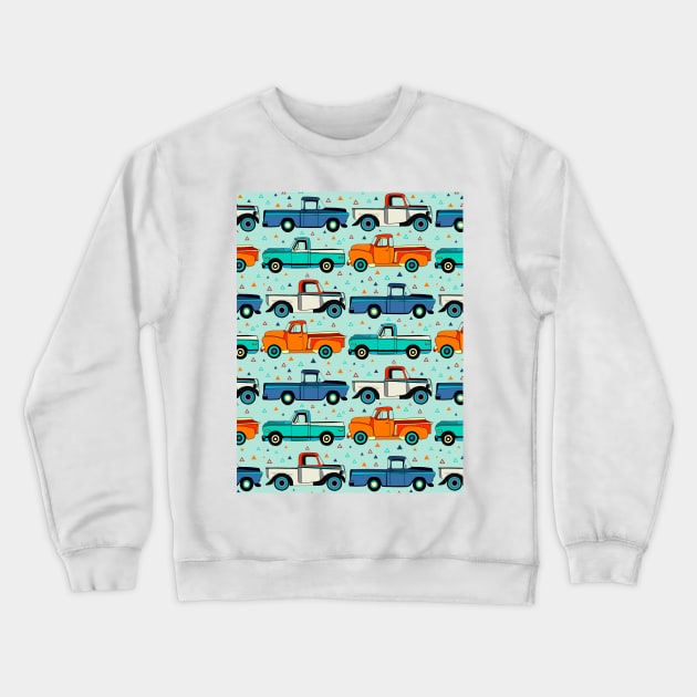 Bright Vintage Trucks Crewneck Sweatshirt by TigaTiga